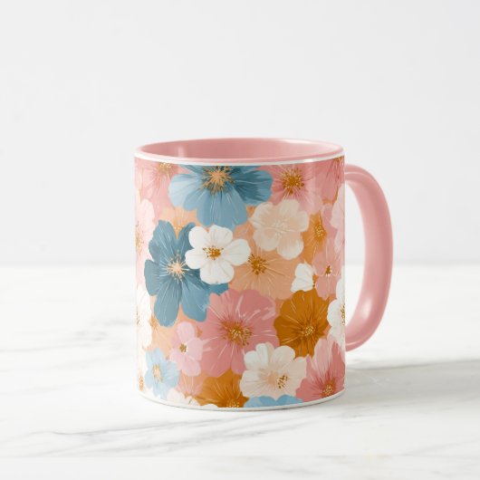 Pretty Pastel Floral Pattern マグカップ (正面右)