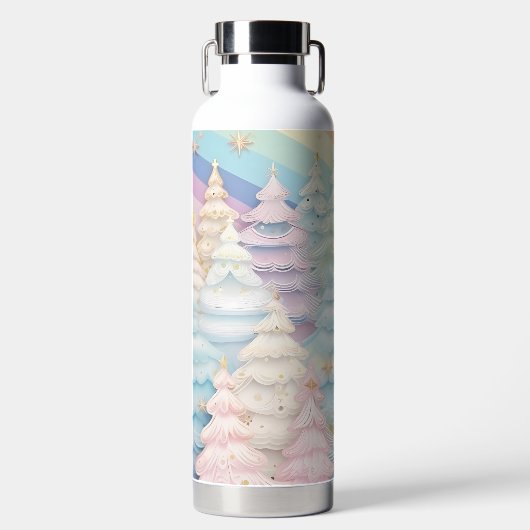 PRETTY PASTEL HOLIDAY CHRISTMAS TREES ウォーターボトル (正面)
