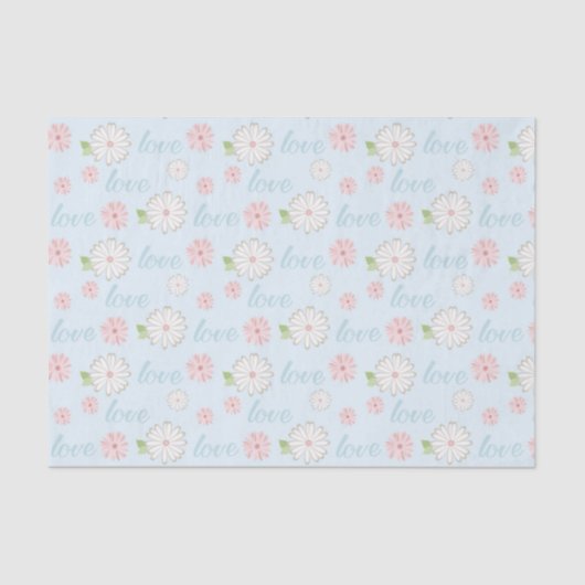 Pretty Pastel Love and Flowers Pattern 薄葉紙 (正面)