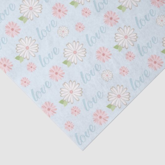 Pretty Pastel Love and Flowers Pattern 薄葉紙 (詳細)