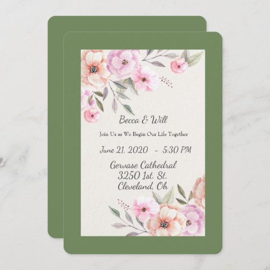 Pretty Pastel Petals 招待状 (正面/裏面)