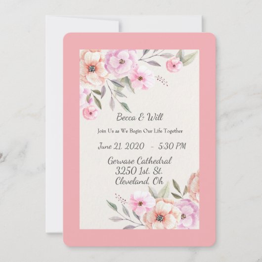 Pretty Pastel Petals 招待状 (正面)