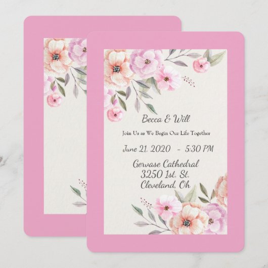 Pretty Pastel Petals 招待状 (正面/裏面)