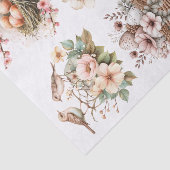 Pretty Pastel Pink Flowers, Birds, Nests and Eggs 薄葉紙 (詳細)