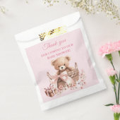 Pretty Pastel Pink Teddy Bear Baby Shower  フェイバーバッグ (封をした状態)