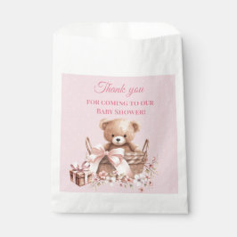 Pretty Pastel Pink Teddy Bear Baby Shower  フェイバーバッグ