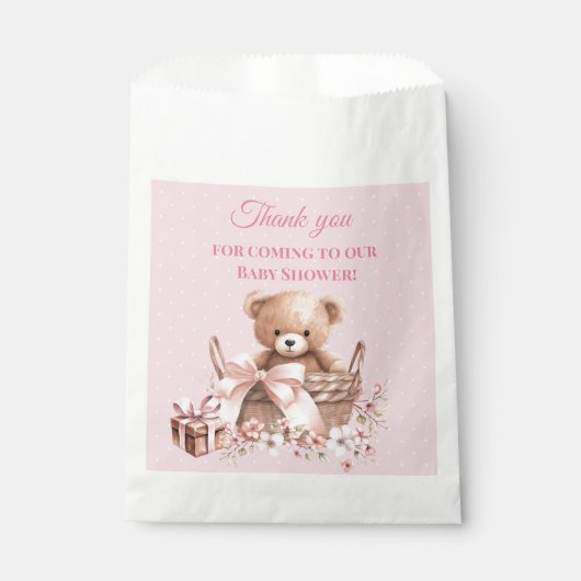 Pretty Pastel Pink Teddy Bear Baby Shower  フェイバーバッグ (正面)