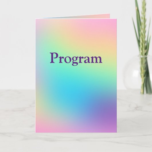 Pretty Pastel Rainbow Gradient Wedding Program プログラム (正面)