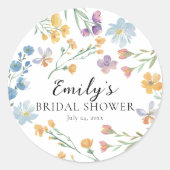 Pretty Pastel Wildflower Bridal Shower ラウンドシール (正面)