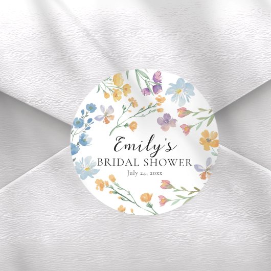 Pretty Pastel Wildflower Bridal Shower ラウンドシール