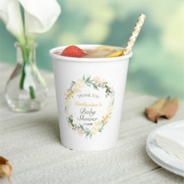 Pretty Pastel Yellow Floral Baby Shower Paper Cup 紙コップ