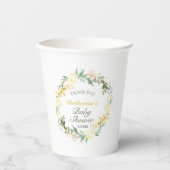 Pretty Pastel Yellow Floral Baby Shower Paper Cup 紙コップ (正面)