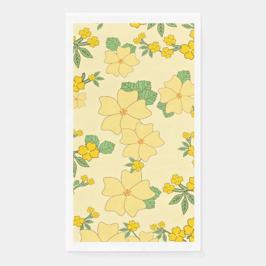 Pretty Pastel Yellow Floral Pattern, (正面)
