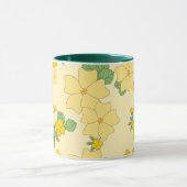 Pretty Pastel Yellow Floral Pattern, マグカップ (中央)