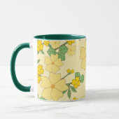 Pretty Pastel Yellow Floral Pattern, マグカップ (左)