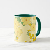 Pretty Pastel Yellow Floral Pattern, マグカップ (正面右)
