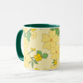 Pretty Pastel Yellow Floral Pattern, マグカップ (正面左)