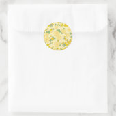 Pretty Pastel Yellow Floral Pattern, ラウンドシール (バッグ)