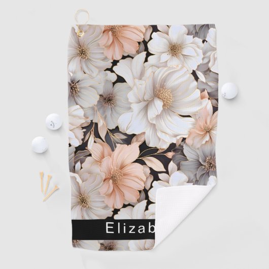 Pretty Peach and White Peony Personalized ゴルフタオル (インサイチュ)
