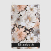 Pretty Peach and White Peony Personalized ゴルフタオル (正面)