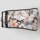 Pretty Peach and White Peony Personalized ゴルフヘッドカバー (正面)