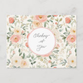 Pretty Peach Blush Pink Floral Birthday ポストカード (正面)