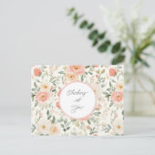 Pretty Peach Blush Pink Floral Birthday ポストカード (スタンド正面)