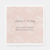 Pretty Peach Blush White Floral Faux Lace Wedding スタンダードランチョンナプキン (正面)