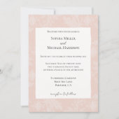 Pretty Peach Blush White Floral Faux Lace Wedding 招待状 (正面)
