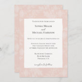 Pretty Peach Blush White Floral Faux Lace Wedding 招待状 (正面/裏面)