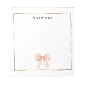Pretty Peach Bow Personalized  ノートパッド (正面)