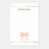 Pretty Peach Bow Personalized ポストイット (正面)