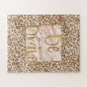 Pretty Peach Brown Leopard Print Be Brave ジグソーパズル (横)