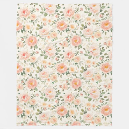Pretty Peach Flowers   フリースブランケット (正面)