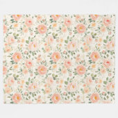 Pretty Peach Flowers   フリースブランケット (正面(横))