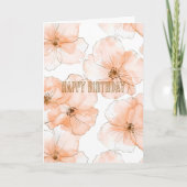 Pretty Peach Flowers Birthday カード (正面)