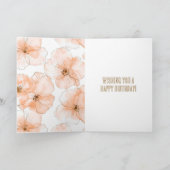 Pretty Peach Flowers Birthday カード (内部)