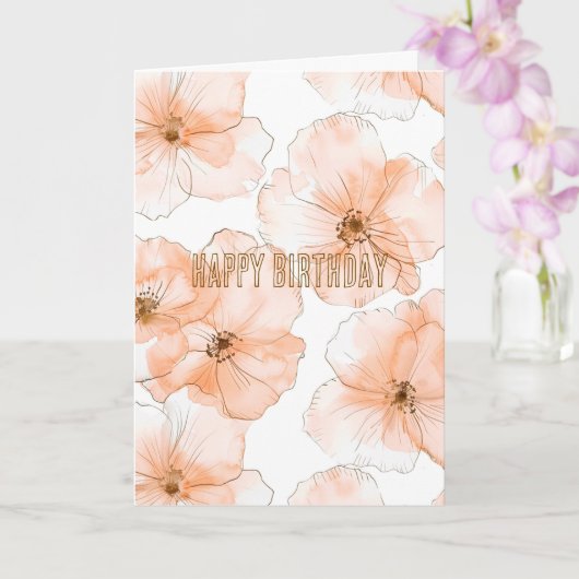 Pretty Peach Flowers Birthday カード (蘭)