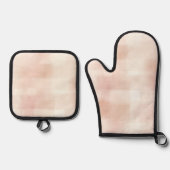 Pretty Peach Pink Cream Plaid 鍋つかみ&鍋敷きセット (正面)