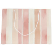 Pretty Peach Pink Cream Stripes  ラージペーパーバッグ (正面)