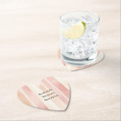 Pretty Peach Pink Cream Stripes Bridal Shower ペーパーコースター (インサイチュ)