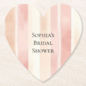 Pretty Peach Pink Cream Stripes Bridal Shower ペーパーコースター (正面)