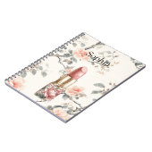 Pretty Peach Roses Floral Lipstick ノートブック (左側)