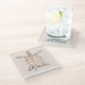 Pretty Peach Sea Turtle Dream ガラスコースター (アングル)