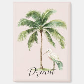 Pretty Peach Tropical Palm Tree Bird マグネット (正面)