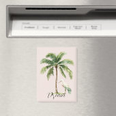 Pretty Peach Tropical Palm Tree Bird マグネット (インサイチュ (食洗機))