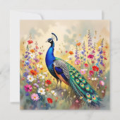 Pretty Peacock in Floral Meadow カード (正面)
