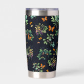 Pretty Personalised Dark Floral Butterfly Pattern 保温保冷タンブラー (背面)