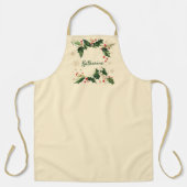 Pretty Personalized Holly & Snowflakes Xmas Apron エプロン (正面)
