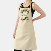 Pretty Personalized Holly & Snowflakes Xmas Apron エプロン (インサイチュ)